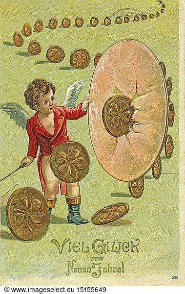 New Year postcard with the text: 'Much luck in the New Year!'  sent 1905.