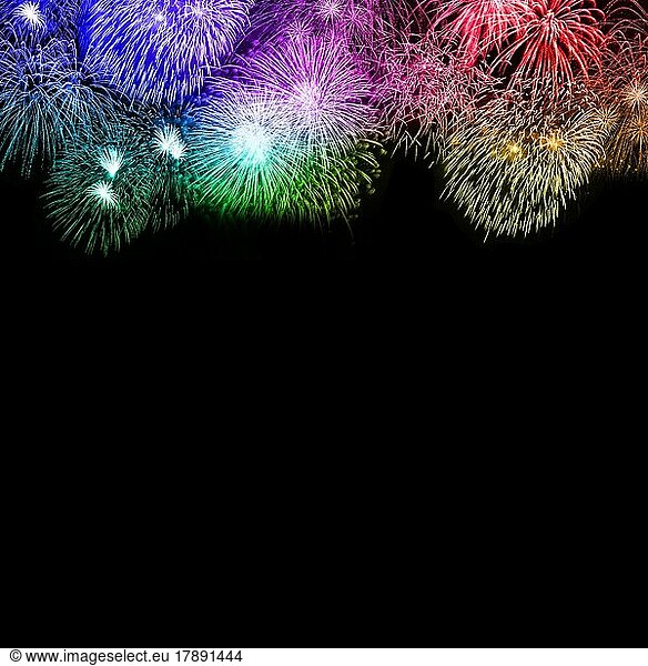 New Year's Eve fireworks New Year's Eve background text free space copyspace square colourful New Year New New backgrounds in Stuttgart  Germany  Europe
