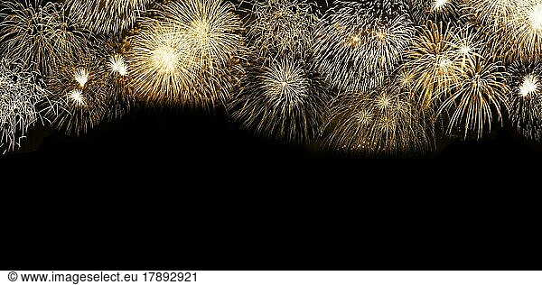 New Year's Eve fireworks New Year's Eve text free space copyspace gold golden background banner New Year New New backgrounds in Stuttgart  Germany  Europe