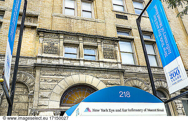 New York Eye and Ear Infirmary for Mount Sinai  Exterior View of Entrance  New York City  New York  USA