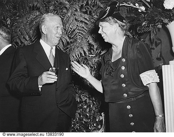 New York  New York: September 16  1947 U.S. Secretary of State George Marshall and Eleanor Roosevelt at U.N. delegation reception at the Waldorf-Astoria hotel.