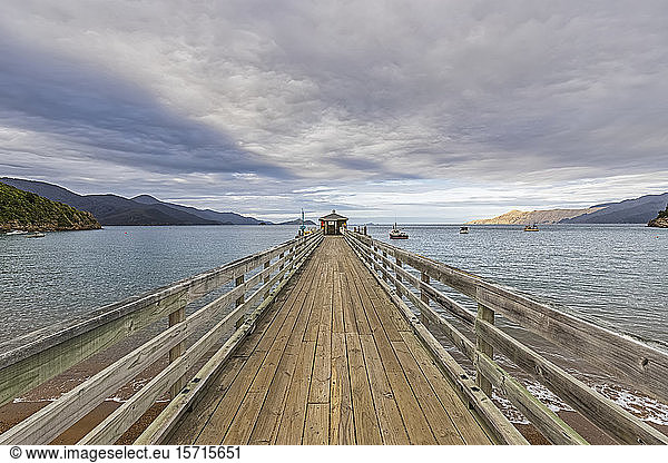 New Zealand  Diminishing perspective of pier in French Pass