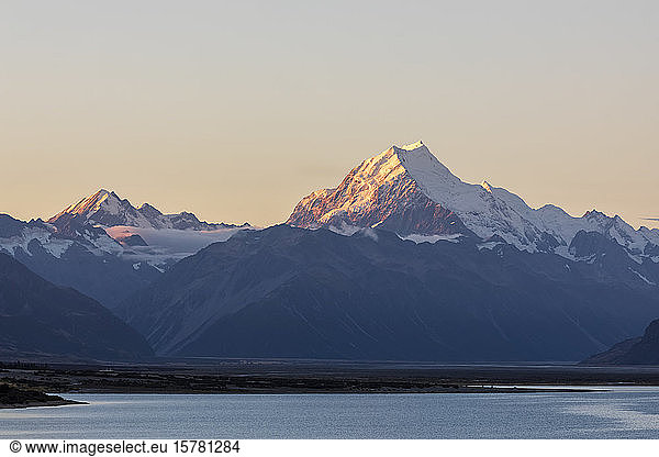 New Zealand  Scenic view of Mount Cook at dawn