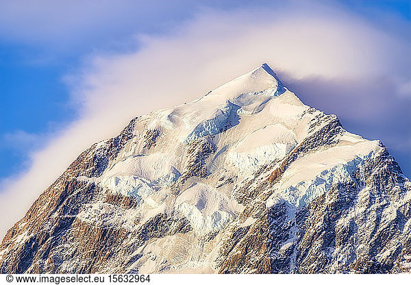 New Zealand  South Island  SnowcappedÂ peak of Mount Cook