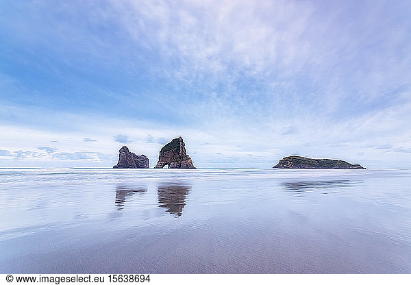 New Zealand  South Island  WhararikiÂ Beach  Archway Islands  rock formations in sea