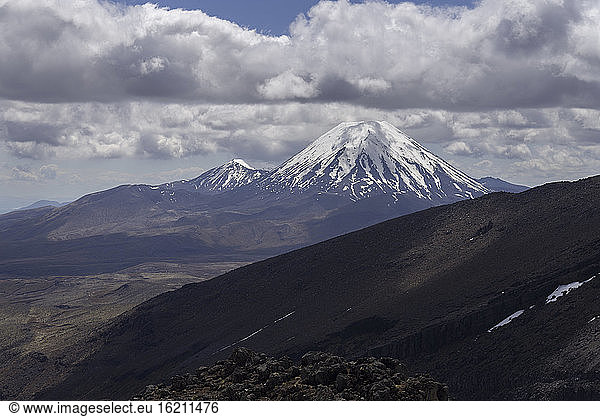 New Zealand  View of Ngauruhoe volcano