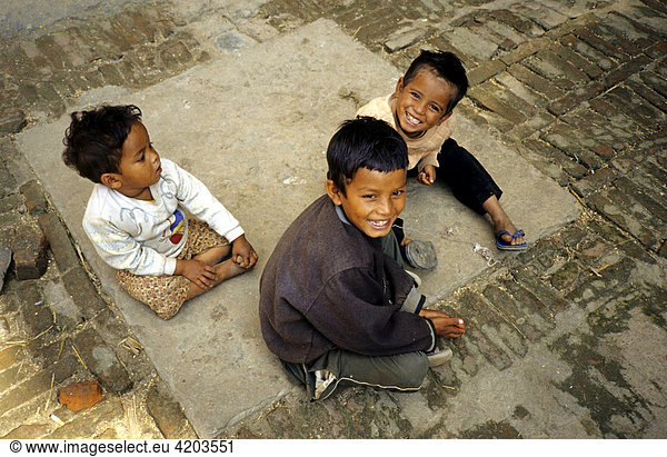 Newa children in Kathmandu  Nepal  Asia