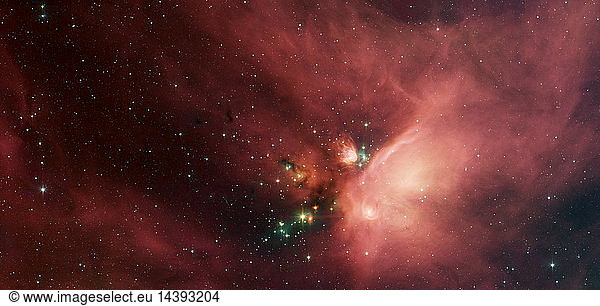 Newborn stars peek out from beneath their natal blanket of dust in this dynamic image of the Rho Ophiuchi dark cloud from NASA"s Spitzer Space Telescope. It is one of the closest star-forming regions to our own solar system. Located near the constellations Scorpius and Ophiuchus  the nebula is about 407 light years away from Earth.