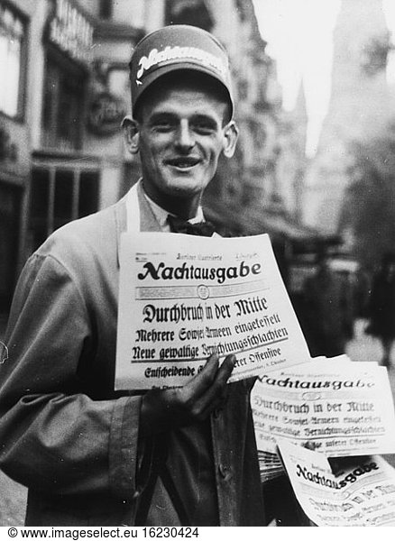 Newspaper Vendor w. News fr. Eastern Front