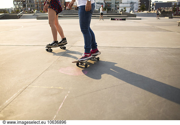 niedrig Anschnitt Skateboarder Skateboardanlage