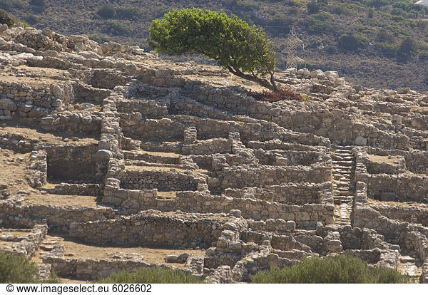 niedrig  Steinmauer  Europa  über  Stadt  antik  Kreta  Griechenland  Griechische Inseln