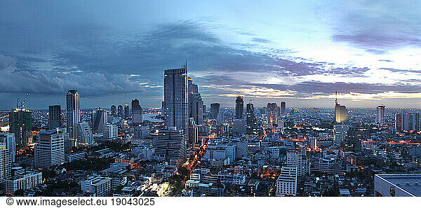 Nightfall over South Sathon  Bangkok Thailand.