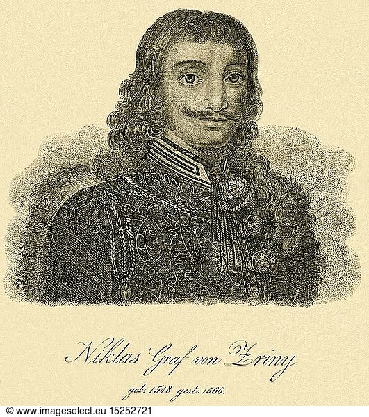 Niklas Count Zriny  Croatian nobility  strategist  copperplate engraving on handmade paper  around 1750.