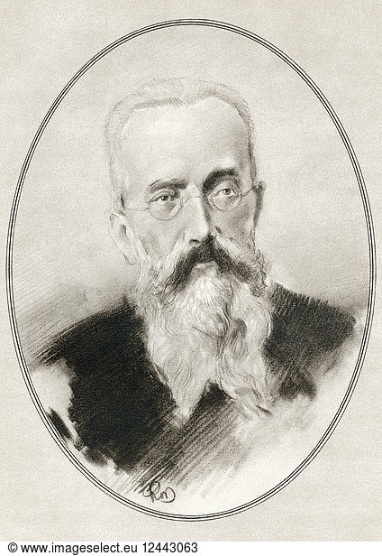 Nikolai Andreyevich Rimsky-Korsakov  1844 – 1908. Russian composer  and a member of the group of composers known as The Five. Illustration by Gordon Ross  American artist and illustrator (1873-1946)  from Living Biographies of Great Composers.