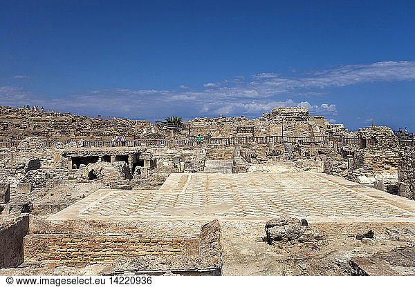 Nora ruins of the ancient Pre Roman and Roman town Sardinia Italy Europe