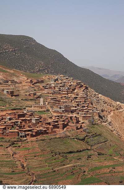 Nordafrika  Berg  Dorf  Ansicht  Afrika  Berber  Marokko