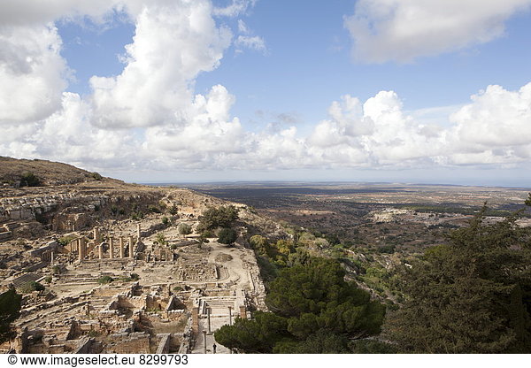 Nordafrika Tal hoch oben UNESCO-Welterbe Afrika Kyrene Libyen