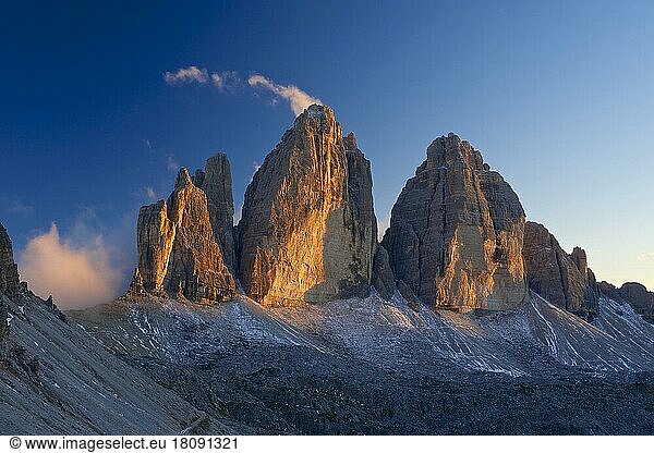 Nordwände der Drei Zinnen  Sextener Dolomiten  Trentino-Südtirol  Italien  Europa