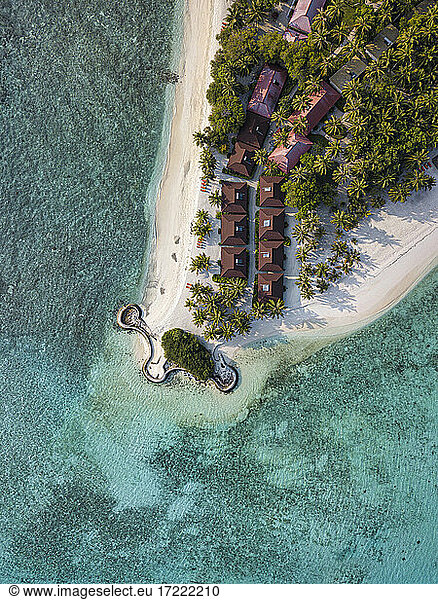 North Male Atoll  Huraa island  Aerial view of sandy beach
