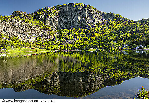 Norway  Agder  View of Trydalstjonni lake in summer