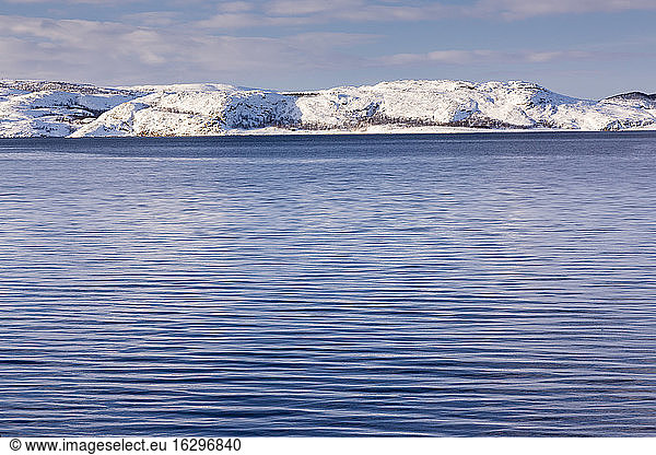 Norway  Karlebotn  Winterlandscape near Varangerfjord