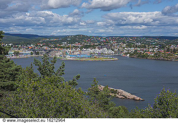 Norway  Kristiansand  View of town and bay