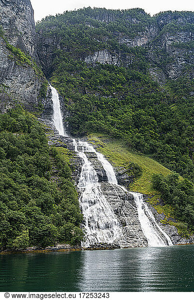 Norway  More og Romsdal  Waterfall in Geiranger Fjord