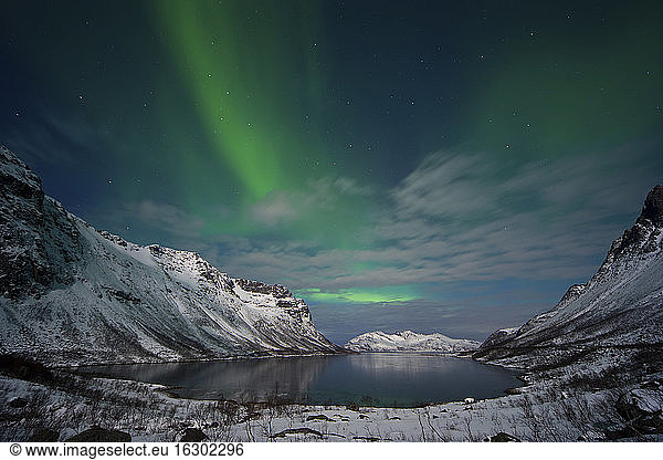 Norway  Province Troms  View of Aurora Borealis