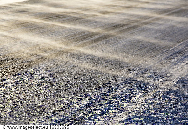 Norway  Snowdrift on road near Kiberg