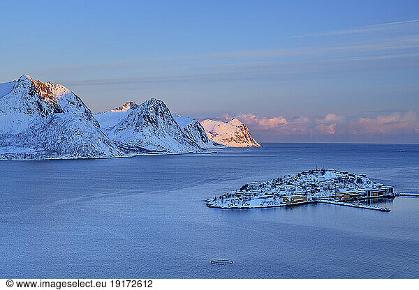 Norway  Troms og Finnmark  Oyfjord at dawn