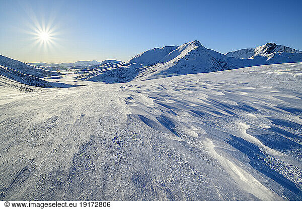 Norway  Troms og Finnmark  Wind-eroded surface of Daven mountain