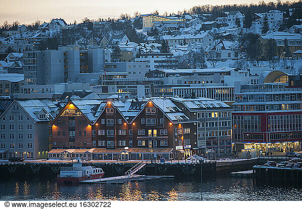Norway  Tromso  Harbor and townscape