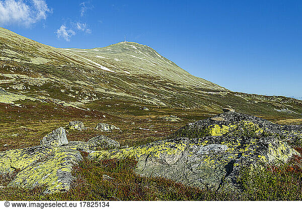Norway  Vestfold og Telemark  Peak of Gaustatoppen mountain
