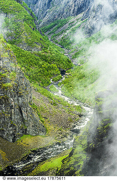 Norway  Vestland  Bjoreio river flowing through Mabodalen valley