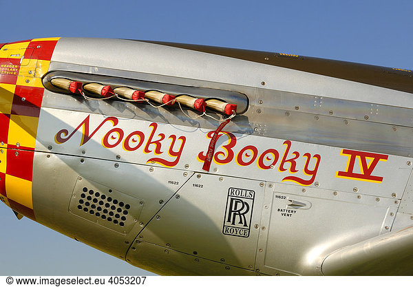 Nose art of a historic fighter aircraft  North American P-51 Mustang