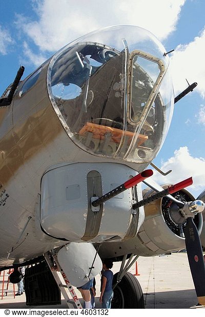 Nose of a World War II B17 restored Bomber aircraft