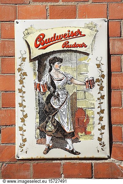 Nostalgische Werbetafel  Budweiser Brauerei  Budvar  Hildesheim  Niedersachsen  Deutschland  Europa