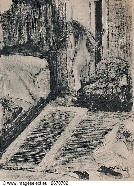 Nude Woman at the Door of Her Room  c.1879  (1946). Artist: Edgar Degas.