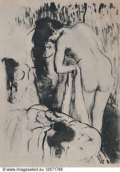 Nude Woman Dressing  c. 1890  (1946). Artist: Edgar Degas.