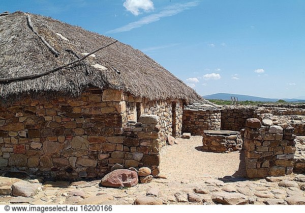 Numancia ist eine alte keltiberische Bevölkerung. Wiederaufbau eines Hauses. Garray  Provinz Soria  Kastilien und Leon  Spanien.