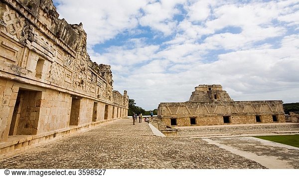 Nunnery Quadrangle in Pre-Columbian mayan ruins of Uxmal. Yucatan. Mexico.
