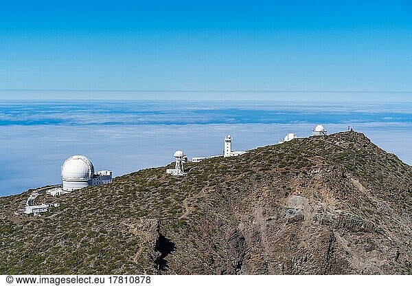 Observatories for stargazing on the summit of Roque de los Muchachos  Caldera de Taburiente National Park  Palma Island  Canary Islands  Spain  Europe