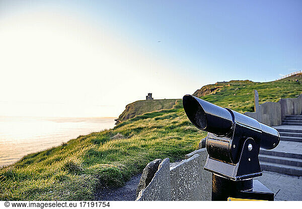 Observatory at the Cliffs of Moher during sunset