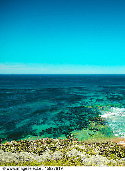 Ocean reef on Great Ocean Road  Australia during bright summers day