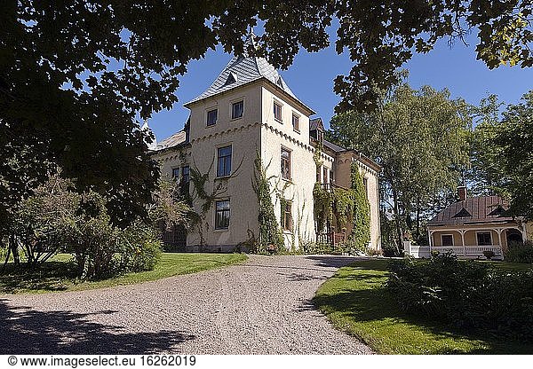 Odensn?s. Haus aus der Jahrhundertwende mit erhaltenem Interieur in ?ngelsberg. Schweden. Eigentum Freigabe.