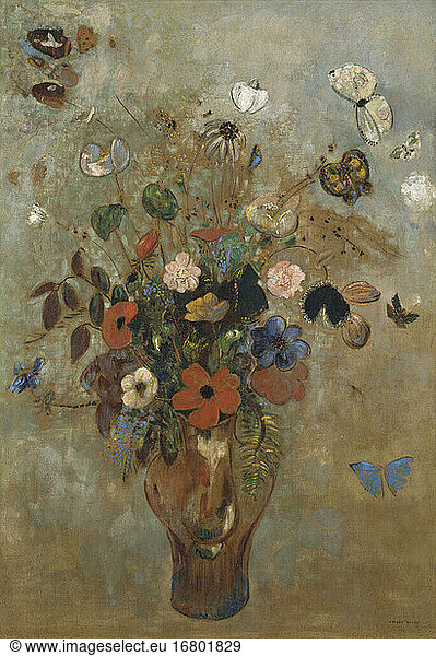 Odilon Redon  1840–1916. Still Life with Flowers   1905. Oil on canvas  92.7 × 65.5 cm.
Inv. No. 1988.141.22 
Chicago  Art Institute.