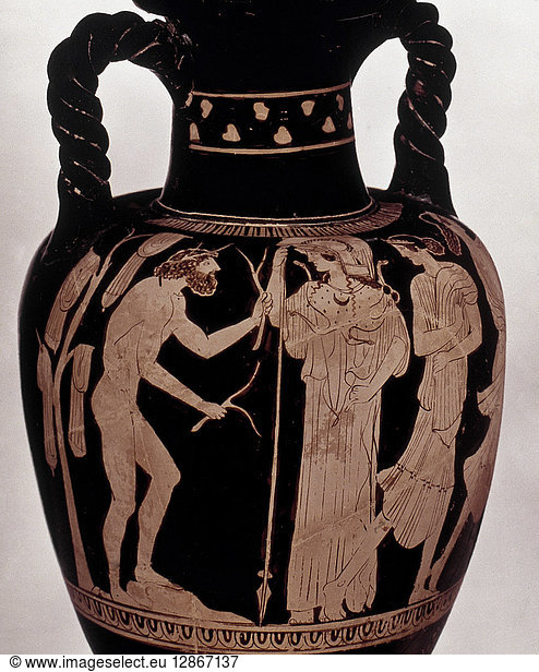 ODYSSEUS & NAUSICA. The Meeting Of Ulysses And Nausica On An Attic Red ...