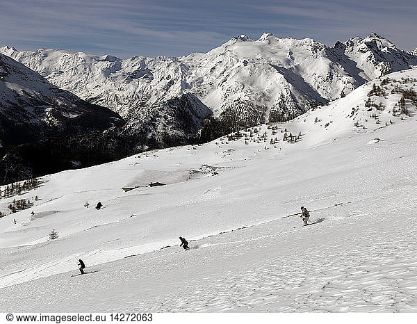 Off-piste skiing Punta Leysser  Vetan Villette  Vetan  Aosta Valley  Italy