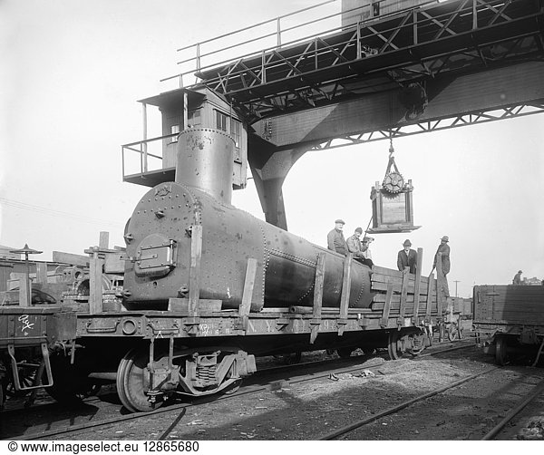 OIL TRANSPORTATION  c1920. A New York Central Railroad train carrying tanks of oil for the Times Oil Company. Photograph  c1920.