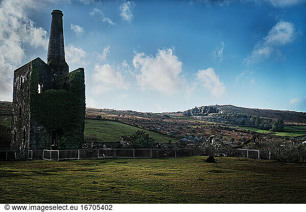 Old Abandoned Mine  In Rugged Cornish Landscape